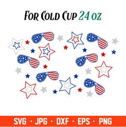 4th of July Sunglasses Full Wrap Svg, Starbucks Svg, Coffee Ring Svg, Cold Cup Svg, Cricut, Silhouette Vector Cut File