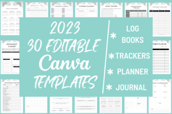 30 Editable Canva Templates , KDP 2023 ,calendar ,2023 Daily Planner , 2023 Daily To Do List ,Fitness Planner and more..