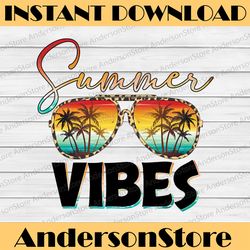 Summer Vibes Sunglasses PNG Print File for Sublimation Or Print, Retro Sublimation, Summer, Beach Designs, Vintage
