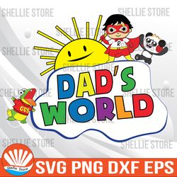 Customizable Dad's World Design for invitations, kid birthday gift, Birthday Svg, Cartoon, Custom name Svg, Png, Dxf