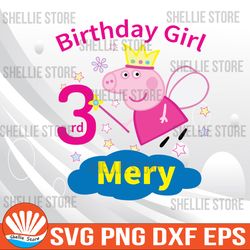 Personalized name And Age Birthday svg, Peppa Pig svg png Birthday Girl , Peppa Pig svg, Transparent Background, Custom