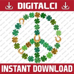 Lucky Shamrock Horseshoe Peace Sign St Patrick's Day Hippie PNG Sublimation Designs