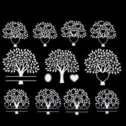 Family Tree Bundle SVG Silhouette, Tree Svg, Ancestry Svg, Last Name Svg