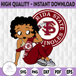 Betty Boop With Florida State seminoles PNG File, NCAA png, Sublimation ready, png files for sublimation