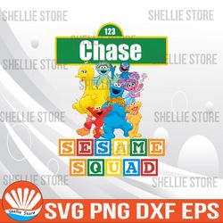 Name Sesame Squad svg, Cricut, svg files, File For Cricut, For Silhouette, Cut File, Dxf, Png, Digital Download