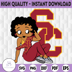 Betty Boop With USC Trojans Football PNG File, NCAA png, Sublimation ready, Sublimation design download