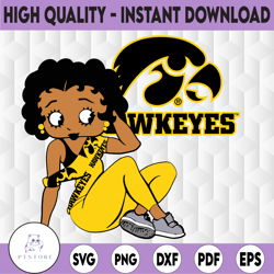 Betty Boop With Iowa Hawkeyes Football PNG File, NCAA png, Sublimation ready, Sublimation design download