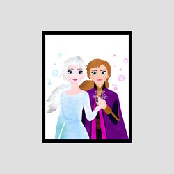 Anna Elsa Frozen Disney Set Art Print Digital Files decor nursery room watercolor