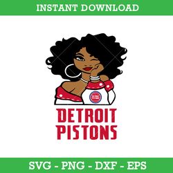 Detroit Pistons Girl Svg, Detroit Pistons Svg, Girl Sport Svg, NBA Svg, Png Dxf Eps, Instant Download