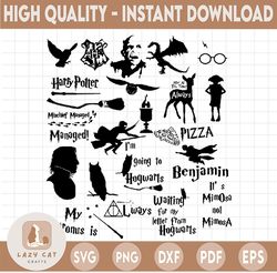 Harry Potter SVG Bundle, 22 SVG files pack, Instant download, Cricut design, Silhouette cut files, Hogwarts SVG, Dxf, Pn