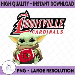 Baby Yoda with Louisville Cardinals Football PNG,  Baby Yoda png, NCAA png, Digital Download