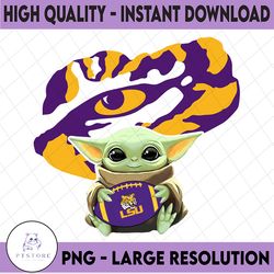 Baby Yoda with LSU Tigers Football PNG,  Baby Yoda png, NCAA png, Digital Download