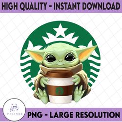 Baby Yoda with Starbucks Football PNG,  Baby Yoda png, NCAA png, Digital Download