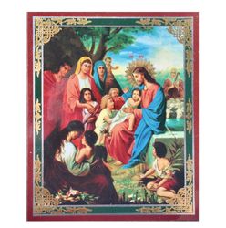 Jesus Christ icon Blessing/Teaching the Children | Handmade Russian icon  | Size: 2,5" x 3,5"