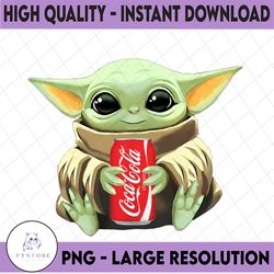 Baby Yoda with Coca Cola PNG,  Baby Yoda png, Sublimation ready, png files for sublimation