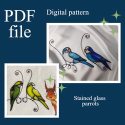 Parrot Suncatcher/ Digital Download/ Stained glass pattern template/ PDF file/ DIY/Printable pattern
