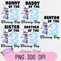 Disney Olafs Frozen Adventure Birthday Png, Custom Family Matching Png, Kids Party Png, Personalized Name and Age Png