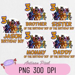 Five Nights at Freddys Birthday Png, Custom Family Matching Png, Kids Party Png, Personalized Name and Age Png