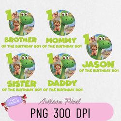 Good Dinosaur Birthday Png, Custom Family Matching Png, Kids Party Png, Personalized Name and Age Png