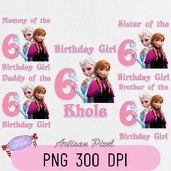 Elsa Anna Frozen Birthday Png, Custom Family Matching Png, Kids Party Png, Personalized Name and Age Png