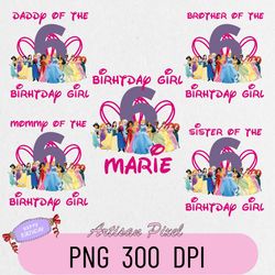 Disney Princess Birthday Png, Custom Family Matching Png, Kids Party Png, Personalized Name and Age Png