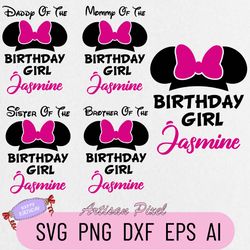 Minnie Disney Birthday Svg, Custom Family Matching Svg, Kids Party Svg, Personalized Name and Age Svg