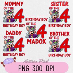 Chucky Cheese Birthday Png, Custom Family Matching Png, Kids Party Png, Personalized Name and Age Png