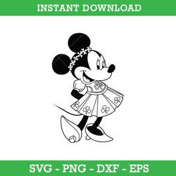 Minnie St Patrick's Day Outline Svg, Minnie Mouse Lucky Svg, Saint Patrick's Day Disney Svg, Instant Download