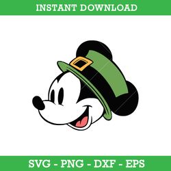 Mickey Head St Patrick's Day Svg, Mickey Mouse Lucky Svg, Saint Patrick's Day Disney Svg, Instant Download