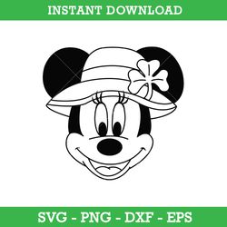 Minnie Face Saint Patrick's Day Outline Svg, Minnie Lucky Svg, Saint Patrick's Day Disney Svg, Instant Download