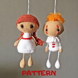 Baby mobile PDF crochet pattern, cute horror doll pattern