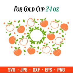 Peach Summer Full Wrap Svg, Starbucks Svg, Coffee Ring Svg, Cold Cup Svg, Cricut, Silhouette Vector Cut File