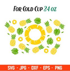 Pineapple Summer Full Wrap Svg, Starbucks Svg, Coffee Ring Svg, Cold Cup Svg, Cricut, Silhouette Vector Cut File