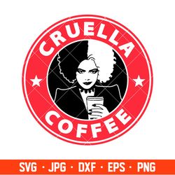Cruella Coffee Svg, Starbucks Svg, Coffee Ring Svg, Cold Cup Svg, Cricut, Silhouette Vector Cut File