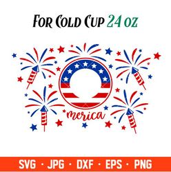 Fireworks American Flag Full Wrap Svg, Starbucks Svg, Coffee Ring Svg, Cold Cup Svg, Cricut, Silhouette Vector Cut File