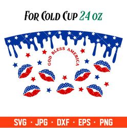 God Bless America Full Wrap Svg, Starbucks Svg, Coffee Ring Svg, Cold Cup Svg, Cricut, Silhouette Vector Cut File