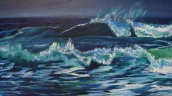 Nautical Oil Painting Nautical Art 12*22 inch Sea Waves Painting