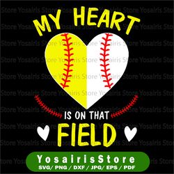my heart is on that field svg, baseball mother's day svg, baseball svg, baseball mom svg, baseball heart svg