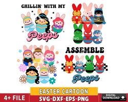 4 Easter Cartoon svg Bundle, Easter Princess svg, Easter Superman svg eps dxf png, for Cricut, digital, Instant Download