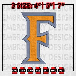 Cal State Fullerton Titans Roadrunners Embroidery files, NCAA D1 teams Embroidery Designs, Machine Embroidery Pattern