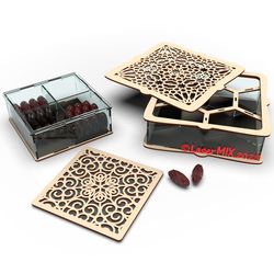 Two Ramadan gift boxes laser cutting SVG DXF Cnc laser design files, Islamic decor SVG vector files for laser