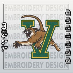 Vermont Catamounts Embroidery Designs, NCAA Logo Embroidery Files, NCAA Vermont, Machine Embroidery Pattern