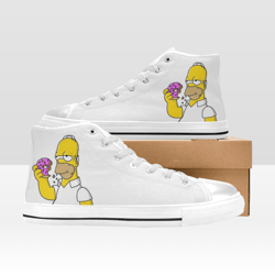 Homer Donut Shoes, High-Top Sneakers, Handmade Footwear
