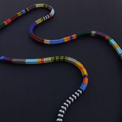 Bohemian beaded men's necklace handmade in summer bright design