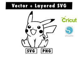 Anime pikachu svg, png files for cricut machine , anime svg , manga svg