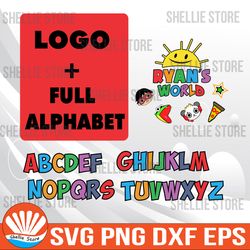 Alphabet with character Ryan's world svg, Cricut, svg files, File For Cricut, For Silhouette, Cut File, Dxf, Png, Svg, D