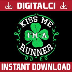 Kiss Me I'm Runner St Patrick's Day Funny Shamrock Flag PNG Sublimation Designs