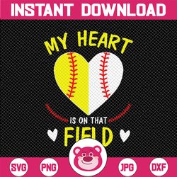 My Heart is on That Field Svg, Baseball Mother's Day Svg, Baseball SVG, Baseball Mom svg, Baseball Heart svg, Baseball M