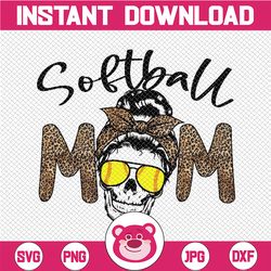 Skeleton Leopard Softball Mom Png Softball mom sublimation, Softball mom skull Png Skull mom life Png