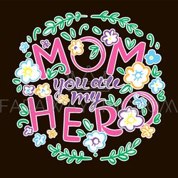 MOM MY HERO Mother Day Greeting Card Vector Illustration Set